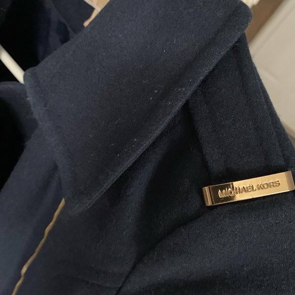 MK asymmetrical wool coat in Navy - Picture 5 of 7